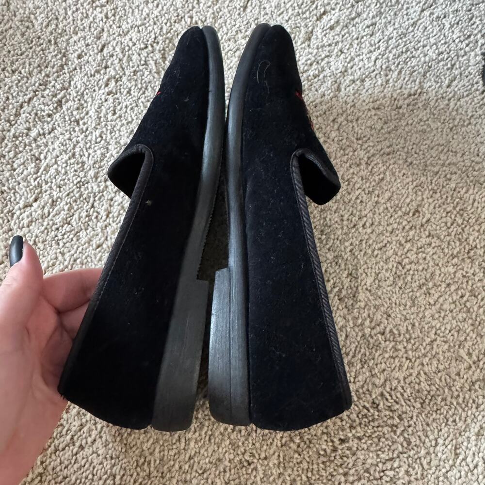 Vintage Basic Editions Black Velvet Loafers Flats Christmas Wreaths Women Size 7 - Picture 6 of 9